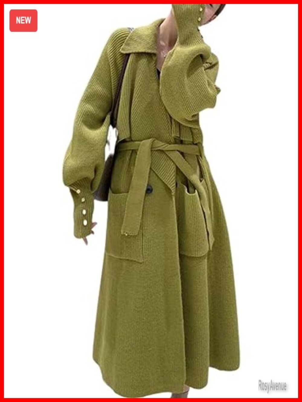 Lapel Collar Rib-Knit Open Front Long Cardigan Sweater Jacket Overcoat
